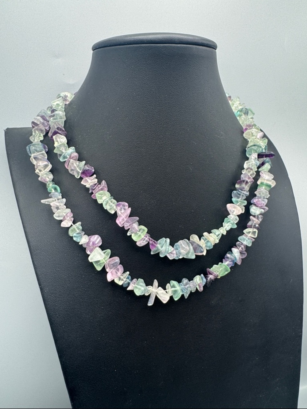 Multi-Color Fluorite Chip Bead Necklace